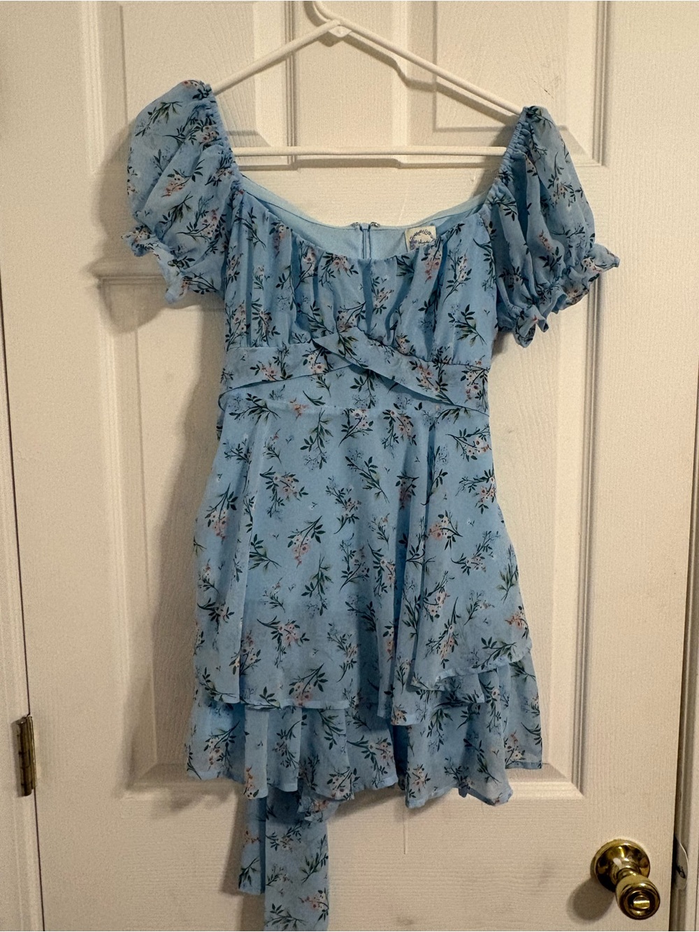 Women’s Blue Floral Ruffle Romper